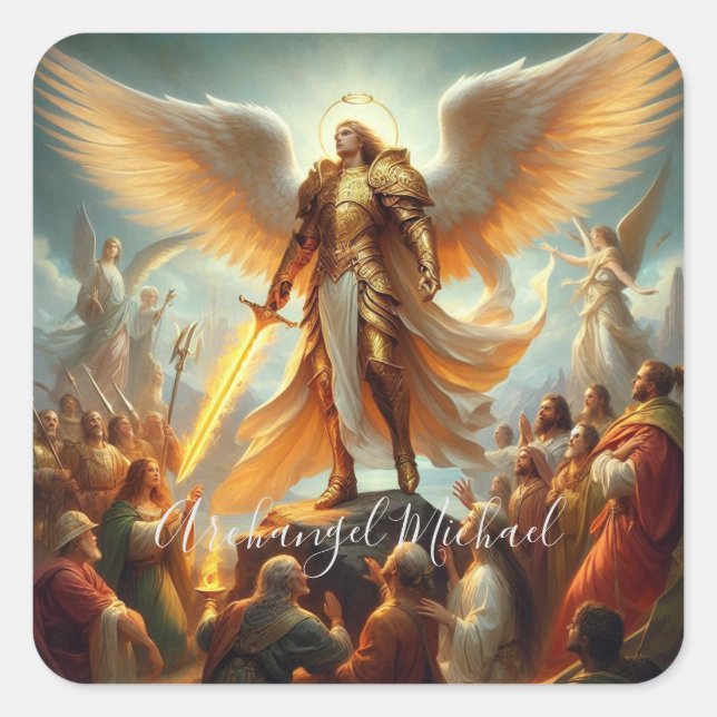 Archangel Michael Square Quadratischer Aufkleber (Vorderseite)
