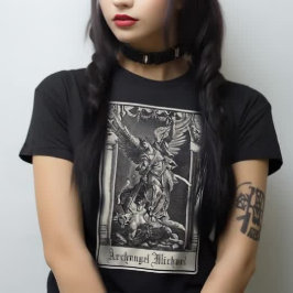 Archangel Michael Tarot Card Religiöse Kunst Gotik T-Shirt