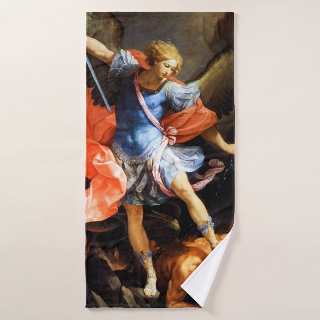Archangel Michael tramples Satan, Guido Reni Badehandtuch (Badehandtuch)
