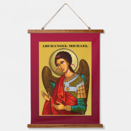 Archangel Michael Wandteppich Mit Holzrahmen