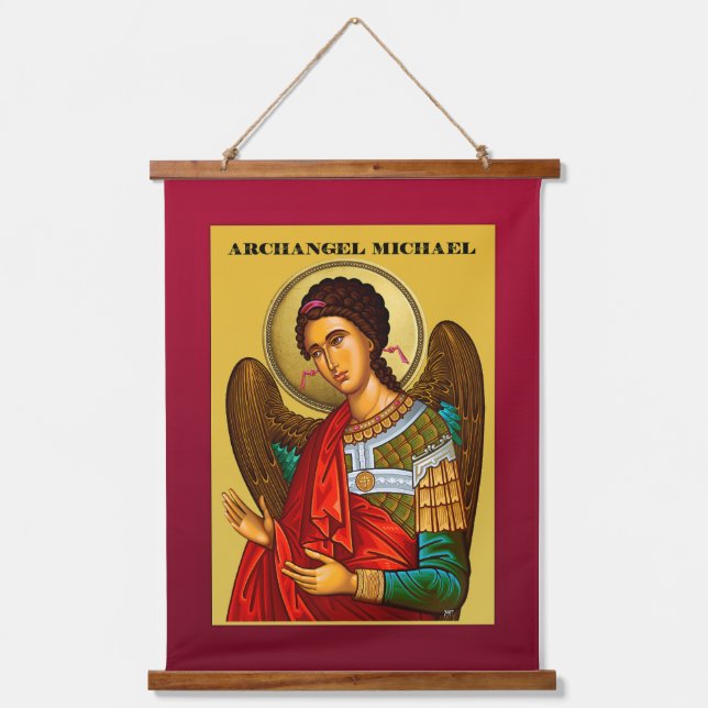 Archangel Michael Wandteppich Mit Holzrahmen (Vorderseite)