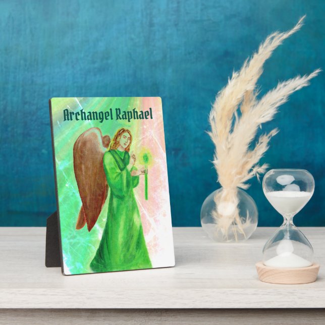 Archangel Raphael Display Plaque w/easel Fotoplatte (Seite)