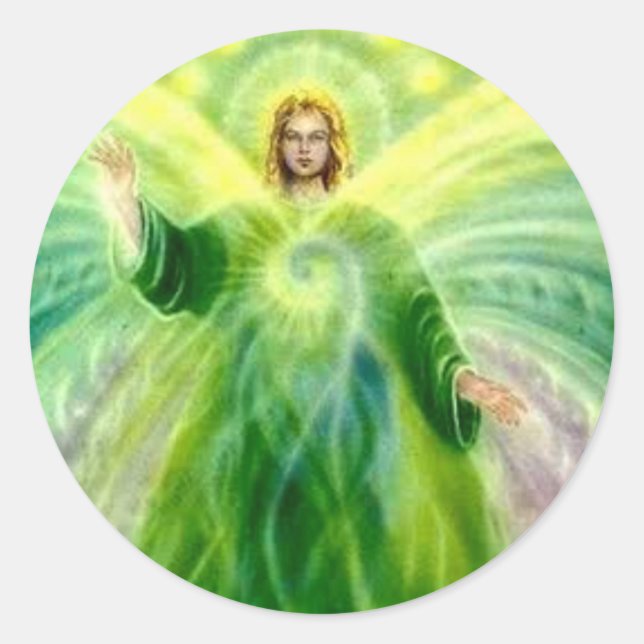Archangel Raphael Heillicht Runder Aufkleber (Vorderseite)