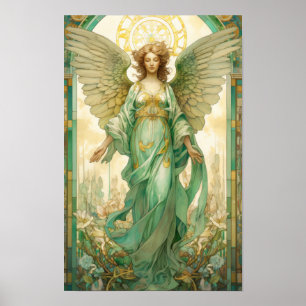 Archangel Raphael in Pastellfarben - Art Nouveau S Poster