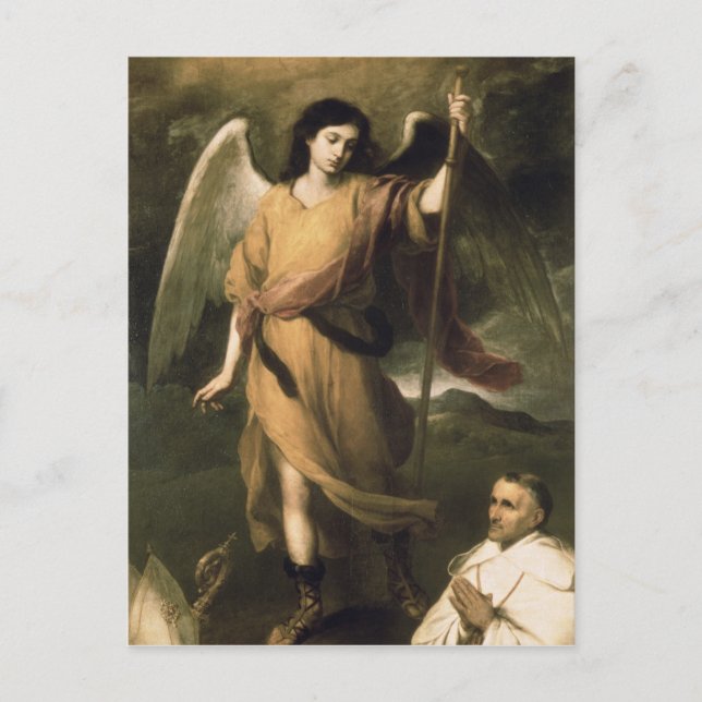 Archangel Raphael mit Bischof Domonte Postkarte (Vorderseite)