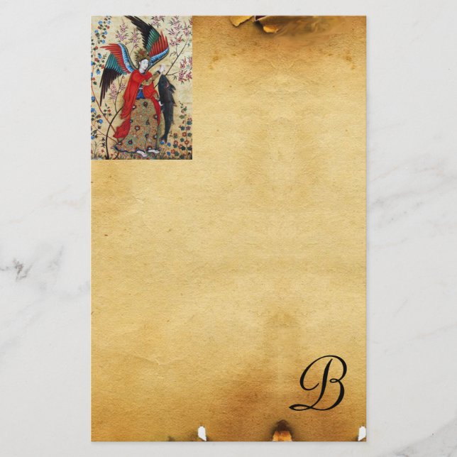 ARCHANGEL RAPHAEL UND FISCHPARKMONOGRAMM BRIEFPAPIER (Vorderseite)