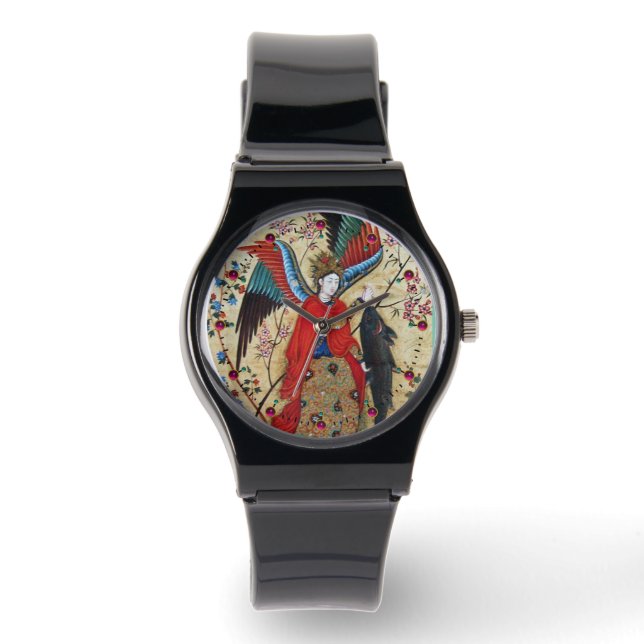 ARCHANGEL RAPHAEL UND FISCHPARKPLATZ ARMBANDUHR (Vorderseite)