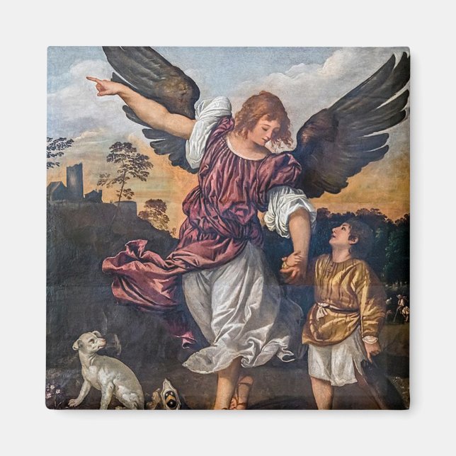 Archangel Raphael Zeichnend - St Raphael Magnet (Vorne)