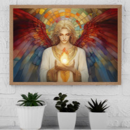 Archangel Uriel Die Flamme Gottes Rainbow Mosaik Poster