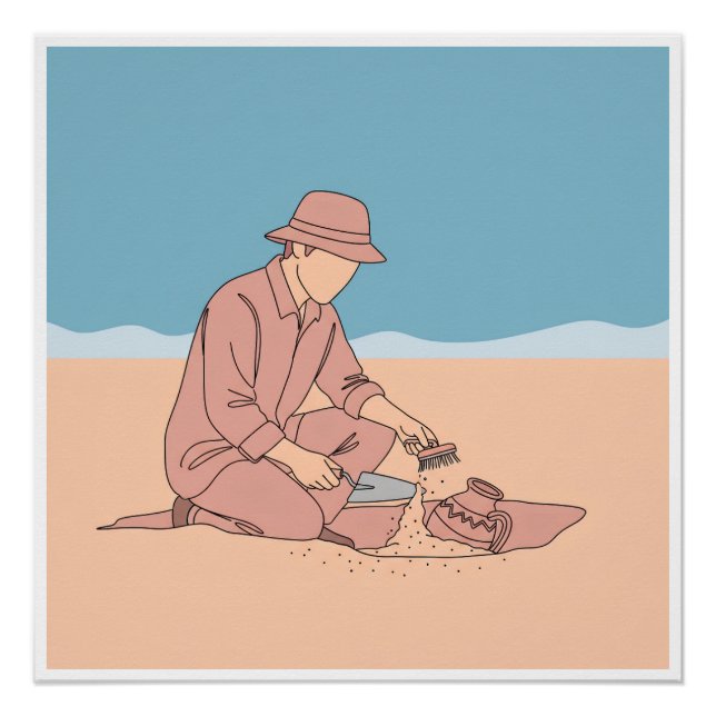 Archäologe, einfache Kunst aus einer Hand, kontinu Poster (Vorderseite)