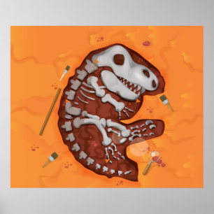 Archäologie Dinosaurier Knochen Ausgrabung Poster