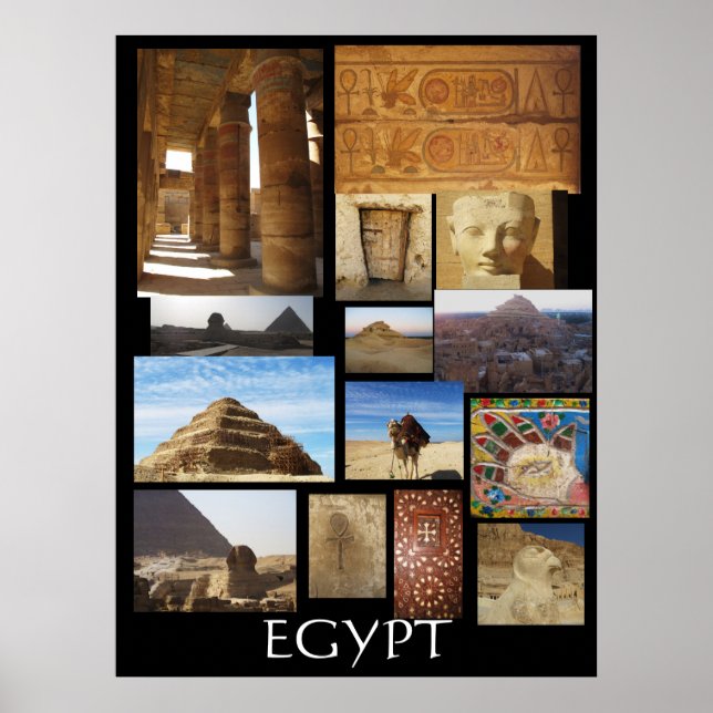 Archäologische Statuen des antiken Ägypten Poster (Vorne)