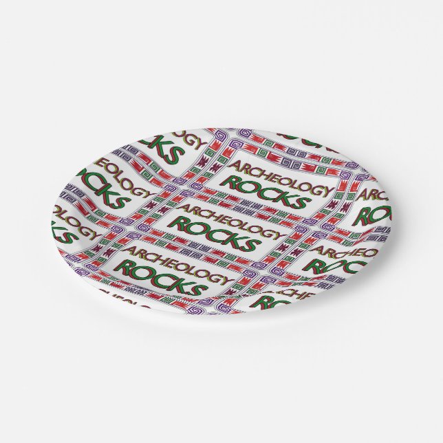 Archäologische Steine Pappteller (Schrägansicht)