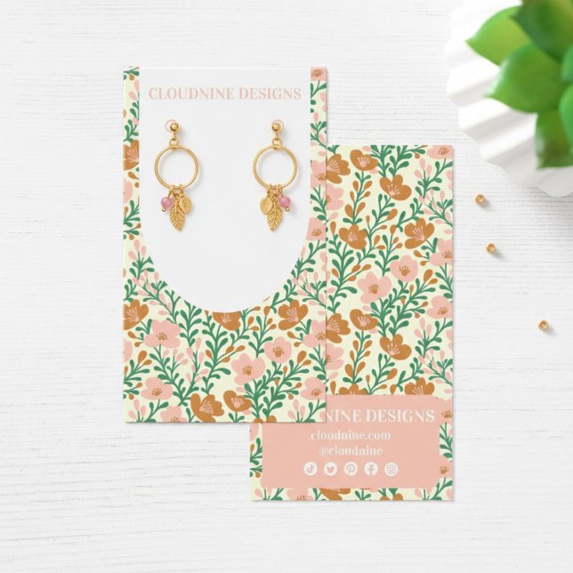 Arche florale rose vertÉcouter bijoux carte d'affi (Floral Arch Pink Green Earring Jewelry Display Card
)