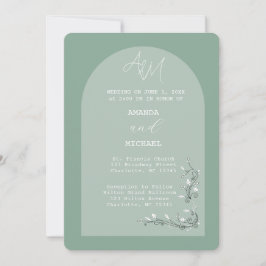 Arche moderne verte teinte Faire-part de mariage
