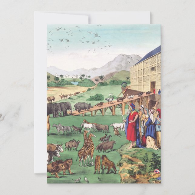 Arche Noah mit Tieren Einladung (Vorderseite)