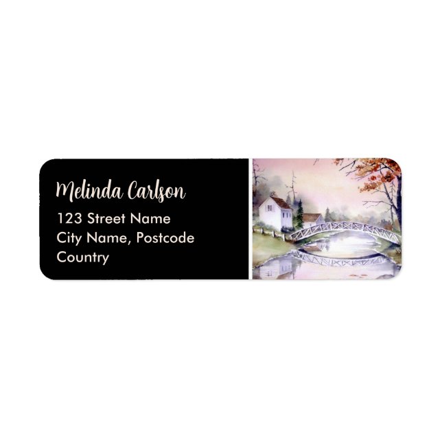 Arched Bridge Maine Autumn Watercolor Painting (Vorne)