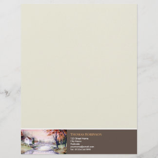 Arched Bridge New England Aquarellbilder Briefbogen