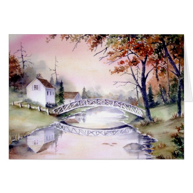 Arched Bridge Nouvelle-Angleterre Watercolor Paint (Devant horizontal)
