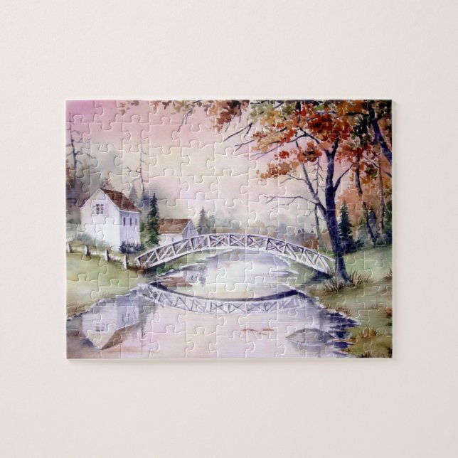 Arched Bridge Watercolor Painting (Horizontal)