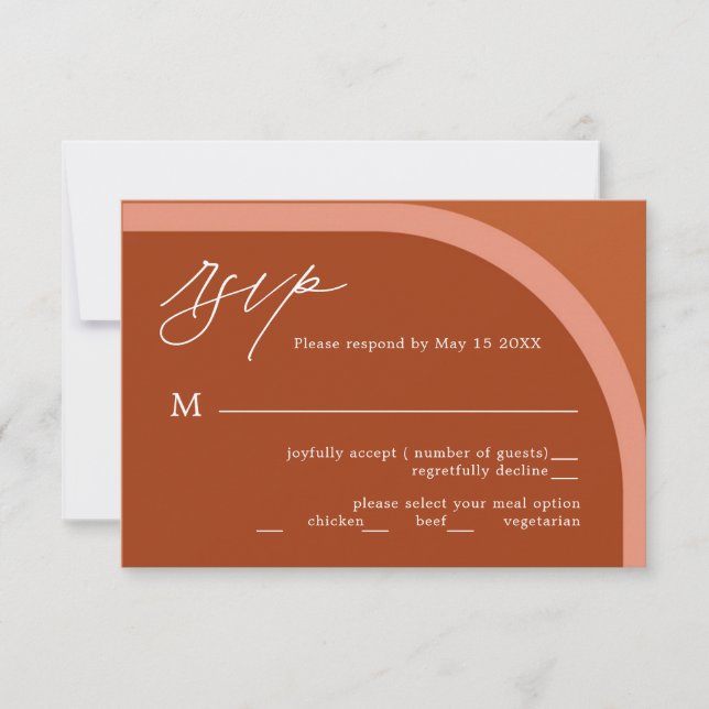 Arched Desert Terra Cotta Modern Wedding RSVP Card Karte (Vorderseite)