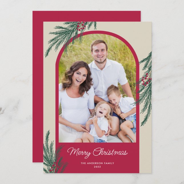 Arched Foto Winter Greenery Frohe Weihnachten (Vorne/Hinten)