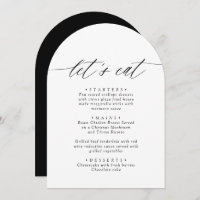 Arched Modern Black & White Let's Eat Menu Card