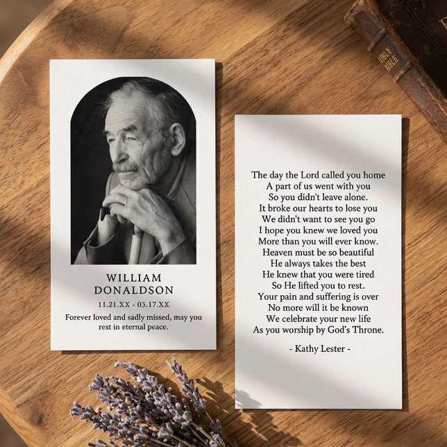 Arched Photo Funeral Sympathy Prayer Visitenkarte (Von Creator hochgeladen)