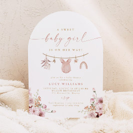 Arched Sweet Baby Girl Clothesline Babydusche Einladung