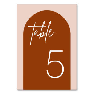 Arched Terracotta Minimalistische Hochzeitskarte Tischnummer