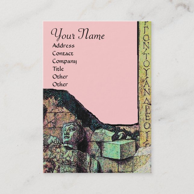 ARCHEO/Antiquar, Archäologie Monogramm, Rosa Grün Visitenkarte (Vorderseite)