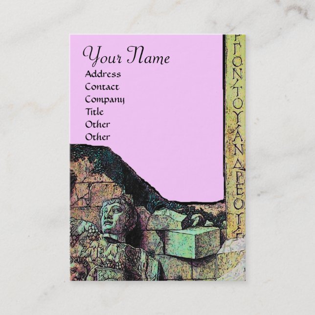 ARCHEO/Antiquar, Archäologie Monogramm, Rosa Grün Visitenkarte (Vorderseite)