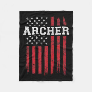 Archer American Flag Usa Patriot Patriotic Archery Fleecedecke