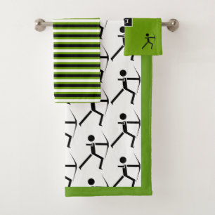 Archer avec arc noir & vert rayures, monogramme