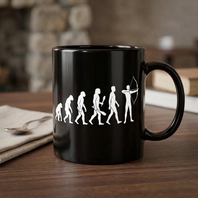 Archer Evolution Bogenschießen mit Bogen und Pfeil Kaffeetasse (Von Creator hochgeladen)