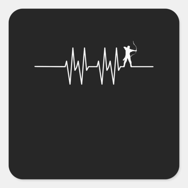 Archer Heartbeat EKG Bow Jagd Bogenschießpuls Quadratischer Aufkleber (Vorderseite)