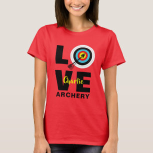 Archer-Liebe-Bogenschießen auf dem Zielbrett Pers T-Shirt