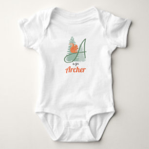 Archer Name Reveal Letter A Woodland Eichhörnchen Baby Strampler