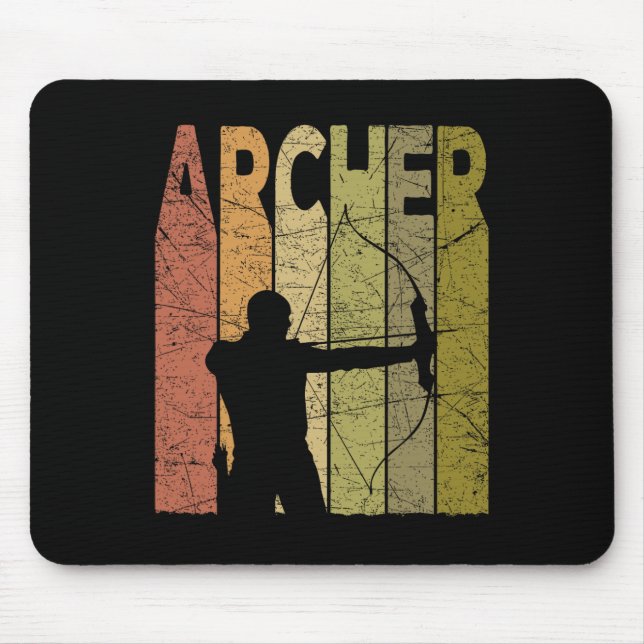 Archer Vintag Bow Jagd Retro Bogenschießen Bowhunt Mousepad (Vorne)