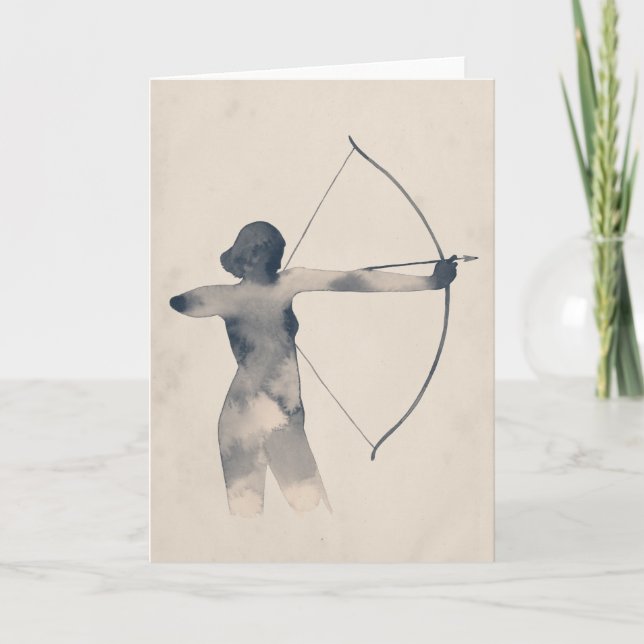 Archeress Watercolor-Silhouette Karte (Vorderseite)