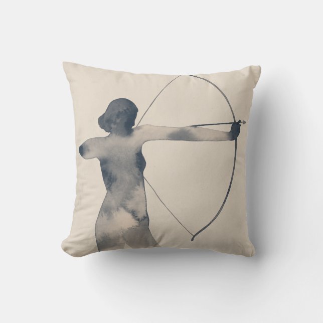 Archeress Watercolor-Silhouette Kissen (Vorderseite)