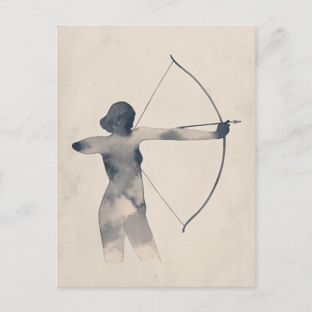 Archeress Watercolor-Silhouette Postkarte (Vorderseite)