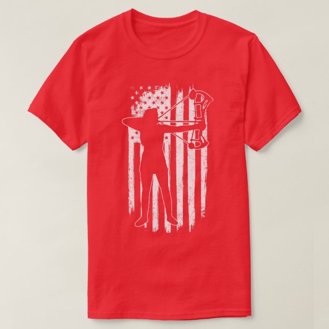 Archery Archer American Flag T-Shirt (Design vorne)