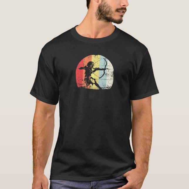Archery Archer Retro Sun Bow Jagd T-Shirt (Vorderseite)