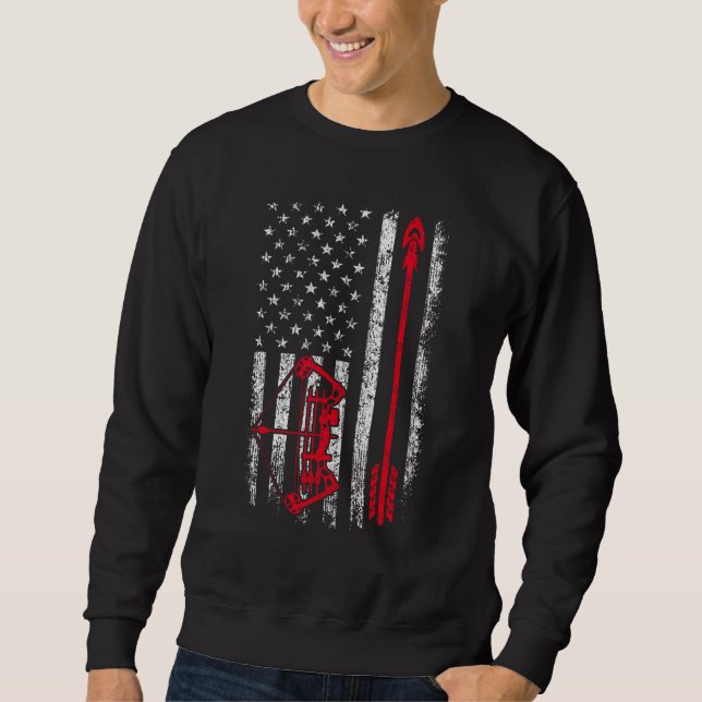 Archery Arrow American Flag Patriotic Vintage USA  Sweatshirt (Vorderseite)