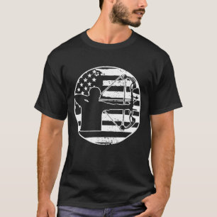 Archery Bow Jagd US-amerikanische Flagge 4. Juli T-Shirt