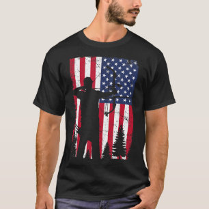 Archery Bow Junting Bow Hunter American Flag T-Shirt
