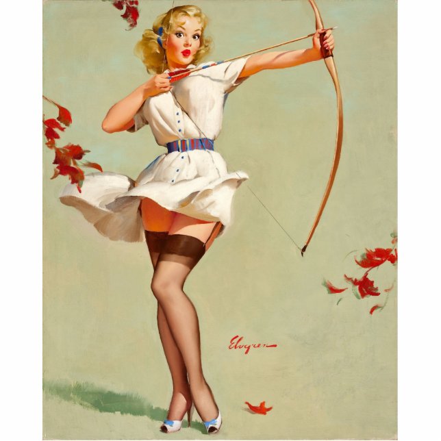 Archery Button-Up Girl Freistehende Fotoskulptur (Vorne)