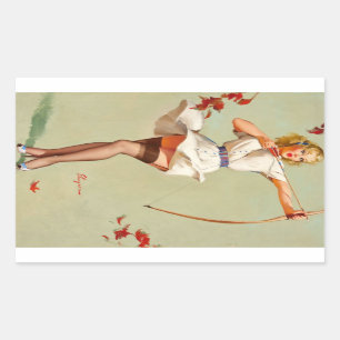 Archery Button-Up Girl Rechteckiger Aufkleber
