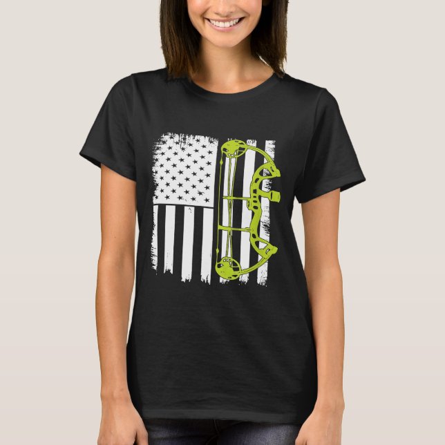 Archery Compound Bow Usa Flag American Flag Bow Ar T-Shirt (Vorderseite)